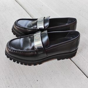 Maje Leather Platform Loafers In Black Size 41 US 10.5/11  EUC